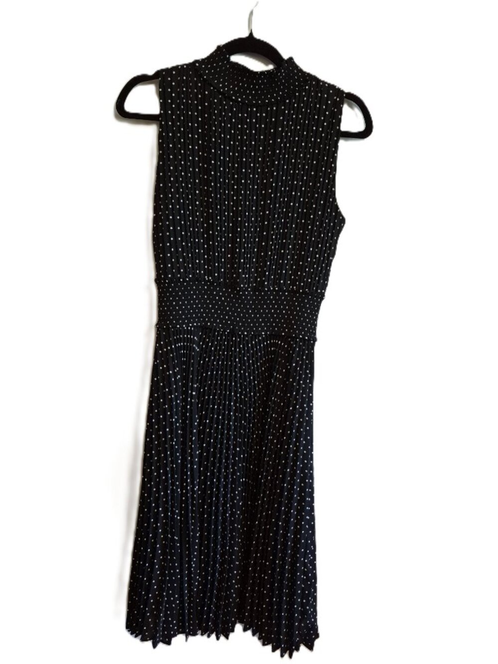 Nanette Lepore Black & White Polka Dot Pleated Flare Dress Size‎ 8